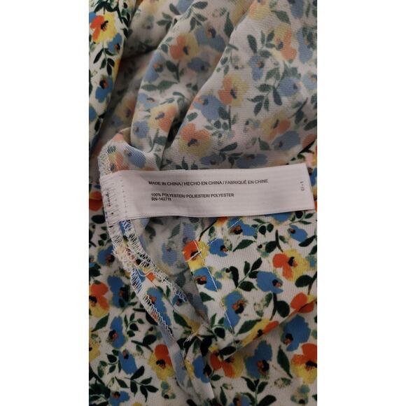 Jason Wu Eloquii Womens Size 22 Blouse White Ditzy Floral Flowy Top Puff Sleeve - Picture 6 of 12